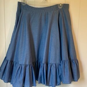 Vintage blue denim square dance cowgirl skirt